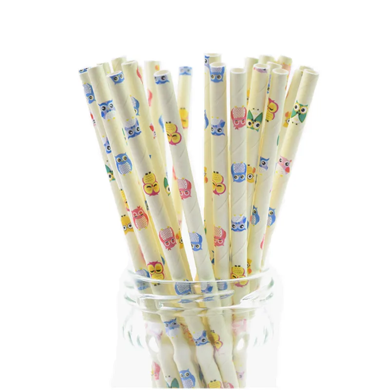 

500pcs Owl Paper Straws Kids Birthday Party Wedding Decor Bridal Shower Hawaiian Jungle Luau Chevron Drinking Paper Straws DIY