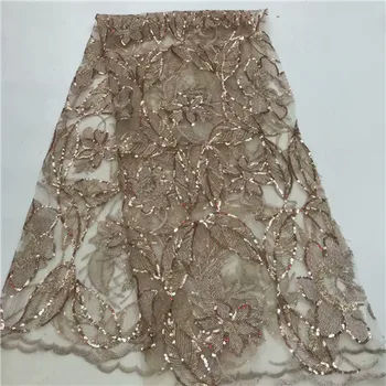 

Black red Sequined African French Mesh Net Lace Fabric For India Evening Party Dress Fabrics 2019 New Nigeria Sequins Voile