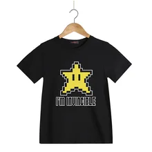 Super Mario Bros Tshirt Funny Star T-Shirt for Children Cute Cartoon Boys and Girls Big Boy Game Mario Summer Cotton tshirt