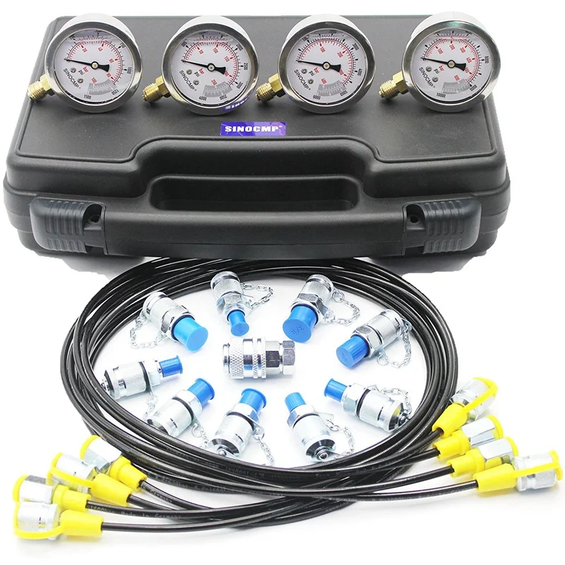 SINOCMP Excavator Hydraulic Pressure Test Gauge Kit-black (1)