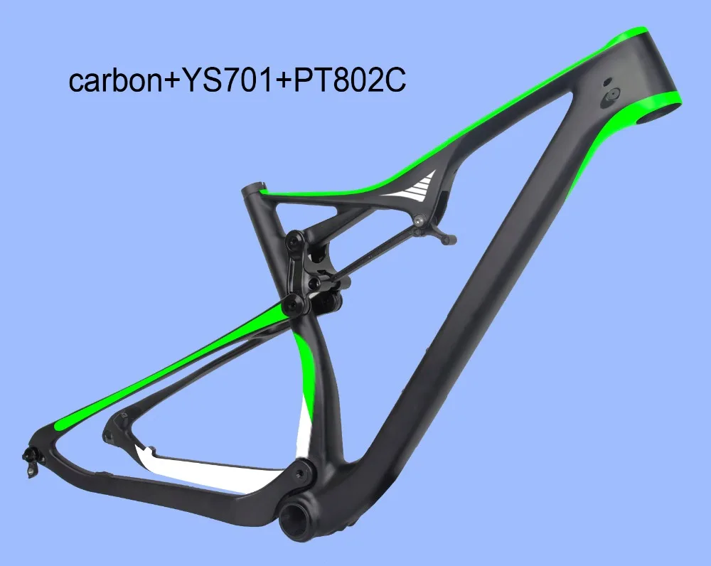 

2018 new design green white painting colors 29" mountain bike frame 29er full suspension full carbon toray high quality bike