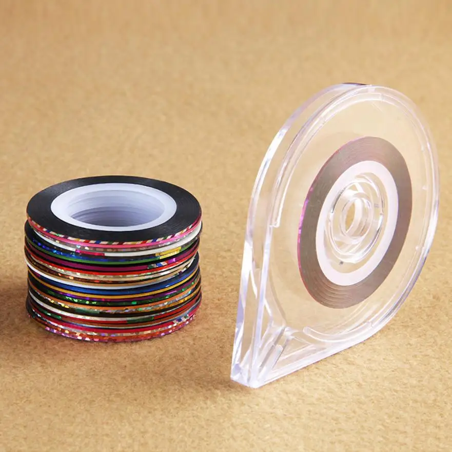 

30PCS Nail Rolls Striping Tape DIY 3D Nail Art Tips Decoration Stickers + 1PC Layer Case Tool Box Aug 25