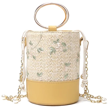 

New Fashion Tide Korean Version Of the Shoulder Bag Wild Embroidery Woven Handbags Ins Casual Messenger Bag