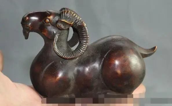 

S2847 4" chinese pure bronze animal zodiac sheep goat ram statue Sculpture Decoration