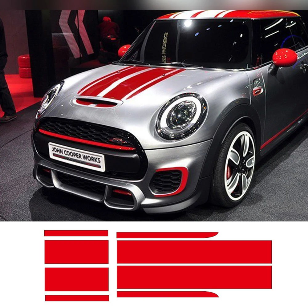 

1Set Car Styling Front Bonnet Rear Stripes Hood Trunk Engine Cover Decal Car Stickers for BMW MINI F56 JCW