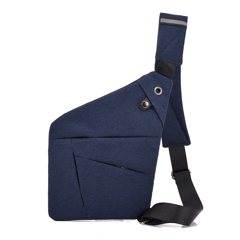Фабра Противоугонная мужская сумка-мессенджер на плечо мужская нагрудная сумка мужская Ретро трапециевидная острая сумка через плечо мотоциклетная Сумка-слинг черная - Цвет: blue
