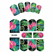 Лак для ногтей Красота вода наклейка слайдер полное покрытие тропический цветок растения пальмовый лист антуриум Орхидея RU355-360