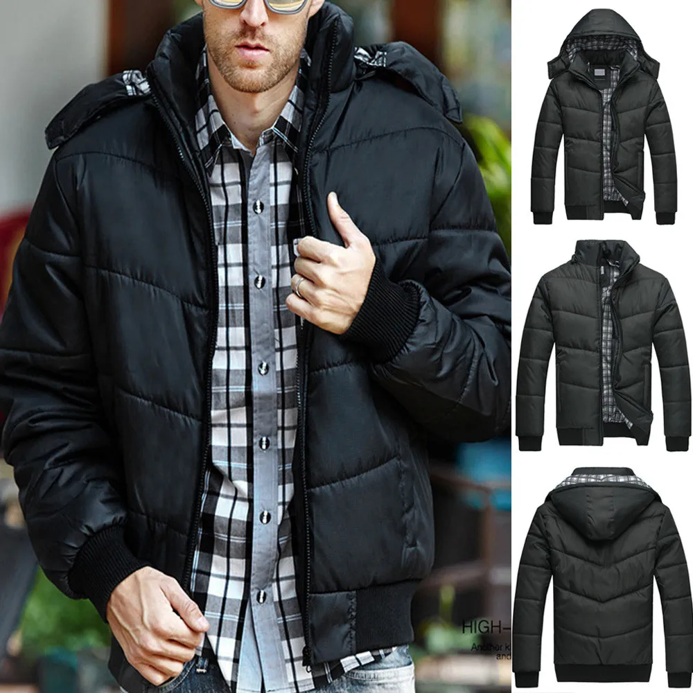 Мужская черная зимняя теплая куртка, верхняя одежда с длинным рукавом, Высококачественная Мужская куртка chaqueta hombre 18OCT30