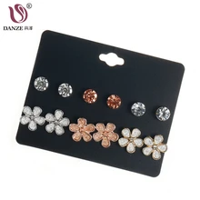 DANZE 6 пар/лот модные матовые цветок Mix Цвет хрустальные серьги набор для Для женщин Свадебные украшения Boho Brincos
