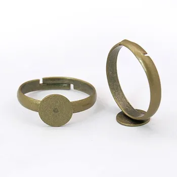 

100pcs Adjustable Antique Bronze Brass Pad Finger Ring Bases, Lead Free, Cadmium Free and Nickel Free, Ring: about 3x17mm