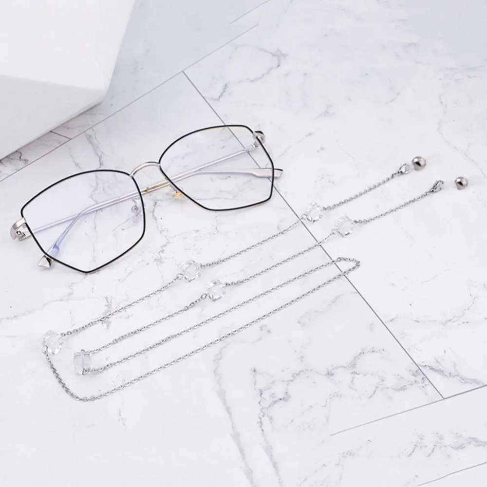 Простой стиль черный агат солнцезащитные очки близорукость очки цепочка для очков для чтения белые бусины ремешок ожерелье очки шнур