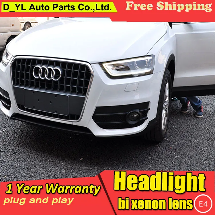 

D_YL Car Styling for Audi Q3 Headlights 2013-2014 Q3 LED Headlight DRL Lens Double Beam H7 HID Xenon bi xenon lens