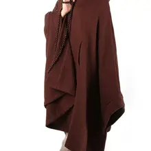 Коричневый хлопковый плащ для медитации, унисекс, буддийские монахи, униформа для боевых единоборств, костюмы, накидка, осень и зима