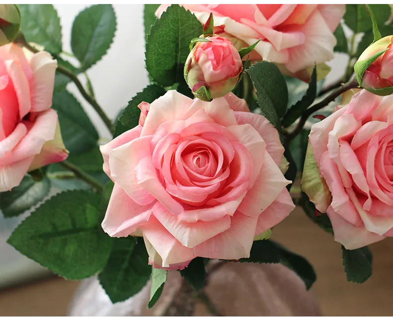 pink roses artificial flowers wedding home decor
