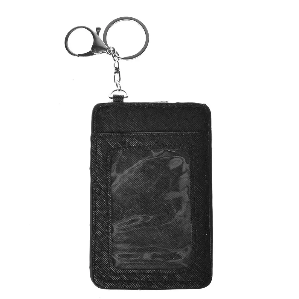 3 Слои ID держатель для карт кожаный карман из искусственной кожи чехол для бейджа крышка с брелка для ключей забавное кольцо& ID Держатели