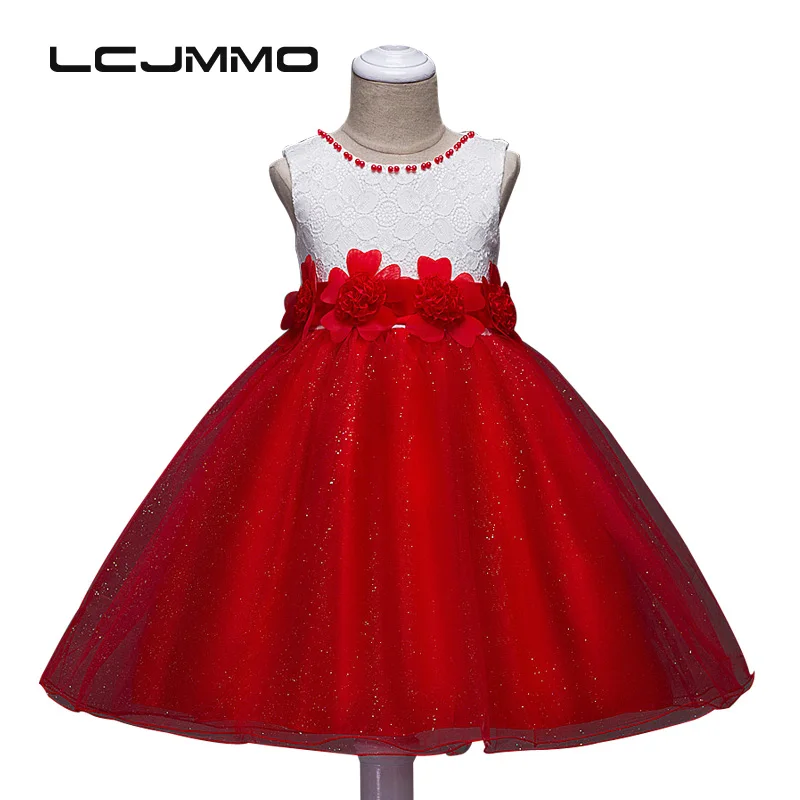 

lememogo baby Summer Floral Girls Dress kids Sleeveless Lace Princess Dress Mesh Girl Wedding Evening party Clothing for Girls