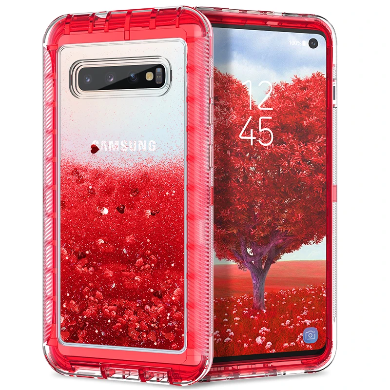 Роскошный Жесткий чехол для samsung Galaxy S9, S8, S10, Note8, Note10 Plus, S10e, S7 edge, чехол, блестящий, противоударный, зыбучий песок, чехол, capa - Цвет: Красный