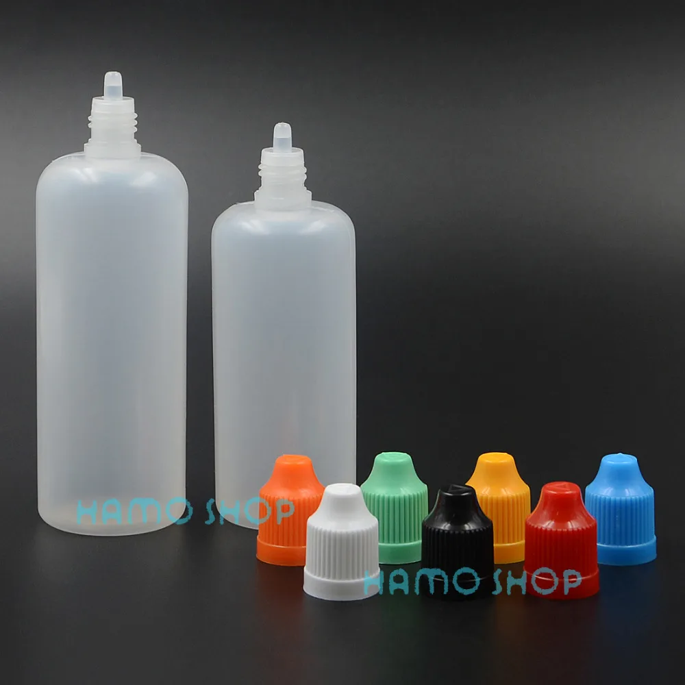 

7pcs 100/120ml Empty Plastic Dropper Bottle with Dropper Liquid Tip and Mix 7 Colors Childproof Cap