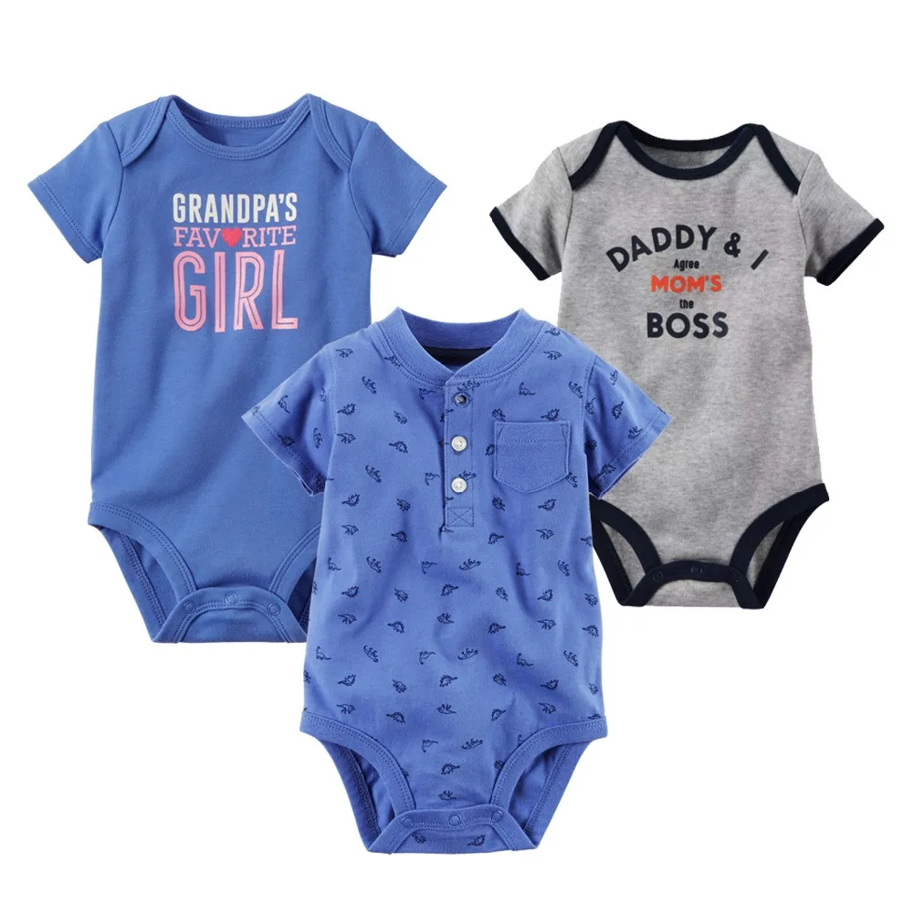 Unisex Baby Rompers Short Sleeve Cottom O Neck 0 12M Novel Newborn Boys