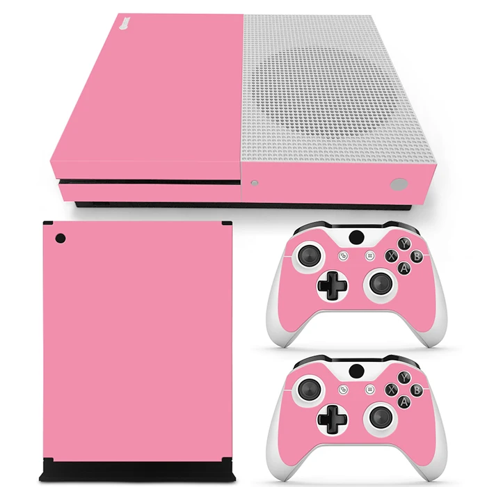

popular pink color covers decal wrap for XBoxOne S console and two controller covers skin sticker #TN-XbOneS-0388