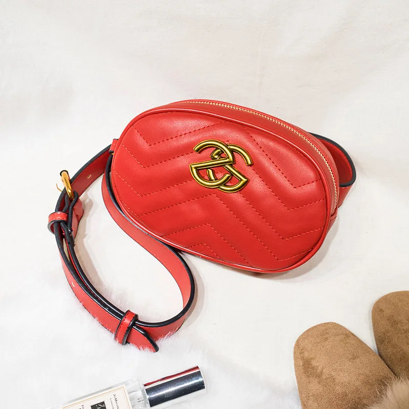 ZDARLBO, высокое качество, ПУ, плечо, через плечо, поясная сумка, Женская фланелевая поясная сумка, удобный пояс, сумка овальная, Женская поясная сумка, нагрудные сумки - Цвет: PU Red