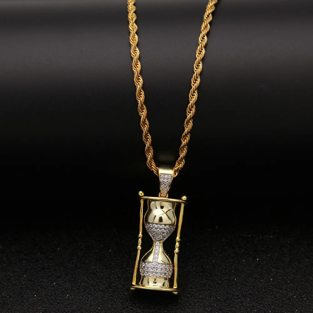Шикарные ожерелья с рисунком KING Hourglass модные в стиле хип хоп микрозакрепкой