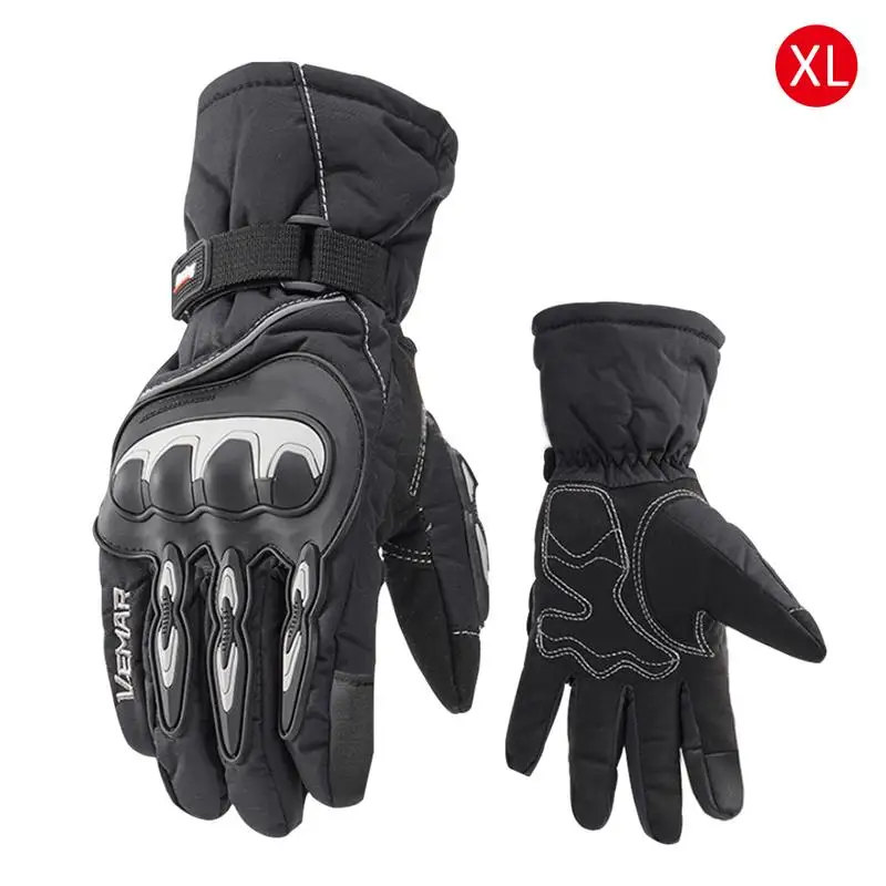 New Men And Women Winter Motorcycle Waterproof Gloves Touch Screen Riding Gloves Electric Car Warm Wind-Proof Gloves - Цвет: Black