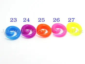 

free shipping body piercing jewelry acrylic glow in the dark color spiral ear taper kits ear gauges 2mm 3mm 4mm 5mm 6mm 8mm