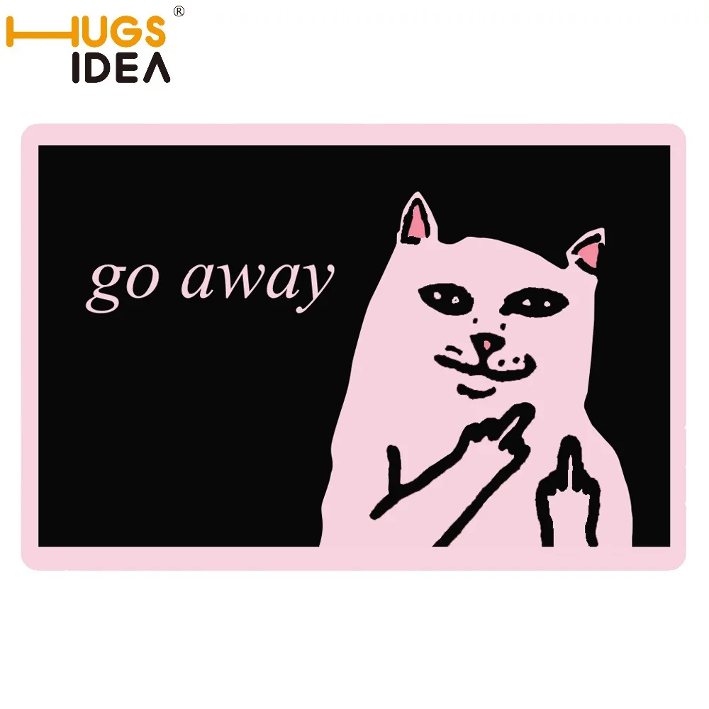 

HUGSIDEA 3D Cat Go Away Floor Carpets Rugs for Bedroom Bathroom Living Room Mats Kitchen Funny Entrance Mat Tapete Para Quarto