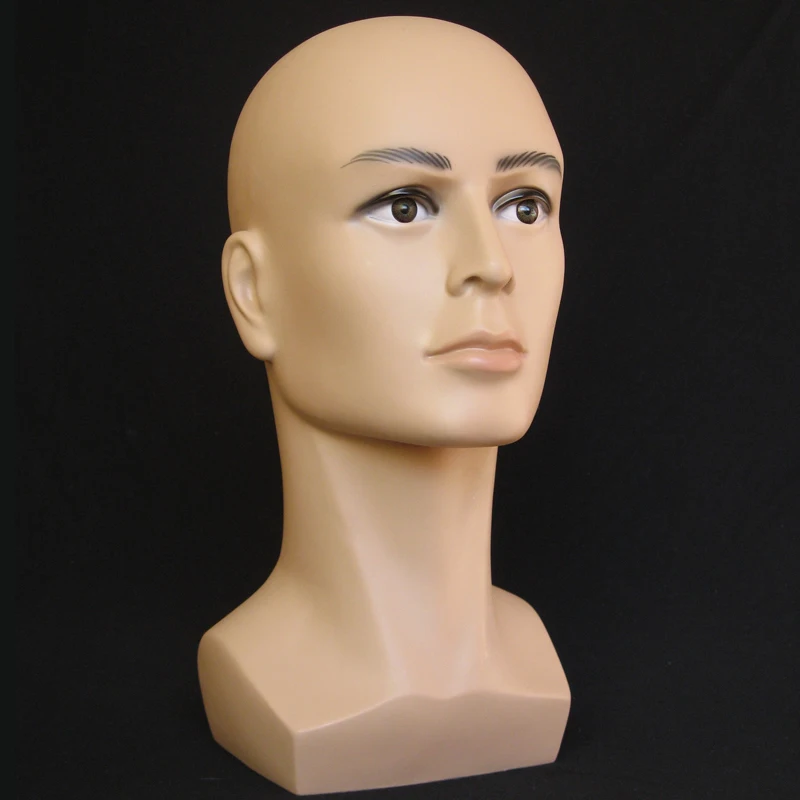 Free Ship 55cm Realistic Male Mannequin Plastic Men Mannequins Display Mannequin Dummy Head Model Wig Glasses Hat Display Stand (4)
