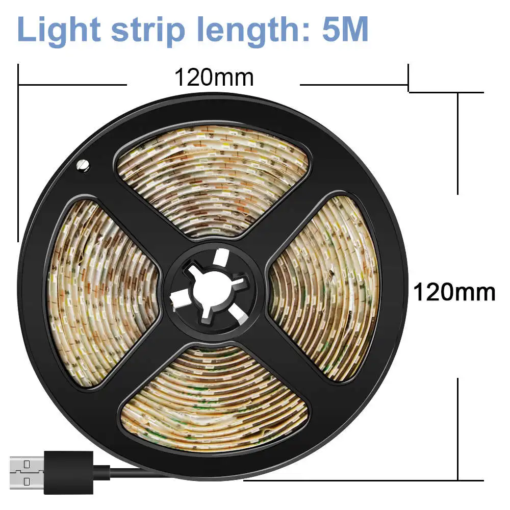 Светодиодная лента USB 5V водонепроницаемая лента 2835 Ledstrip 5M гибкий Fita неоновый декоративный предмет со светодиодной подсветкой ТВ подсветка для спальни - Испускаемый цвет: 5M 300leds