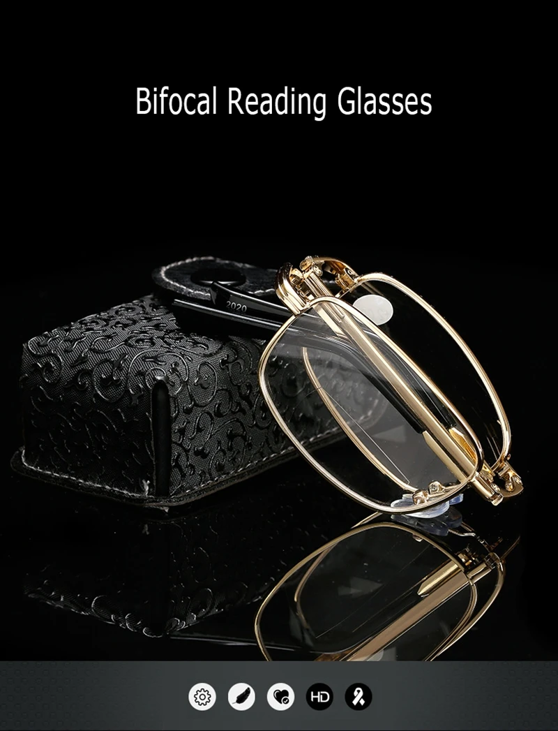 Бифокальные складные очки для чтения для мужчин и женщин, диоптрические дальнозоркие многофокальные складные мужские очки+ 1,0+ 1,5+ 2,0+ 2,5+ 3,0+ 3,5 RS340