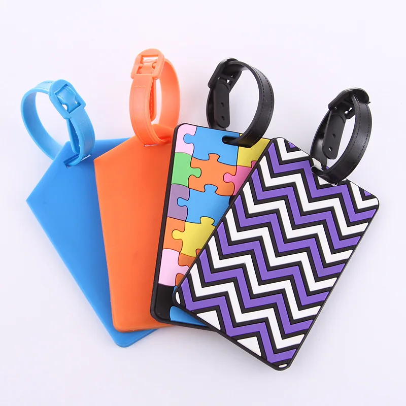 

Poesechr Luggage Tags PVC Leather Passport Tags ID Address Holder Travel Luggage Label Straps Travel Accessories