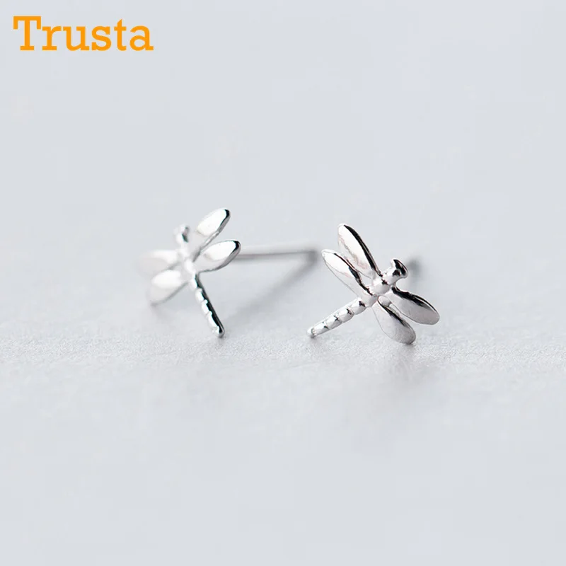 

Trusta 2018 925 Sterling Silver Jewelry Women Fashion Cute Tiny 8mmX8mm Dragonfly Stud Earrings Gift For Girls Kids Lady DS181