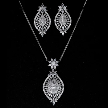 

Jewelry Sets HADIYANA Necklace Earrings Sets Trendy Design Women Cubic Zircon High Quality CN1058 Juego De Collar Y Pendientes