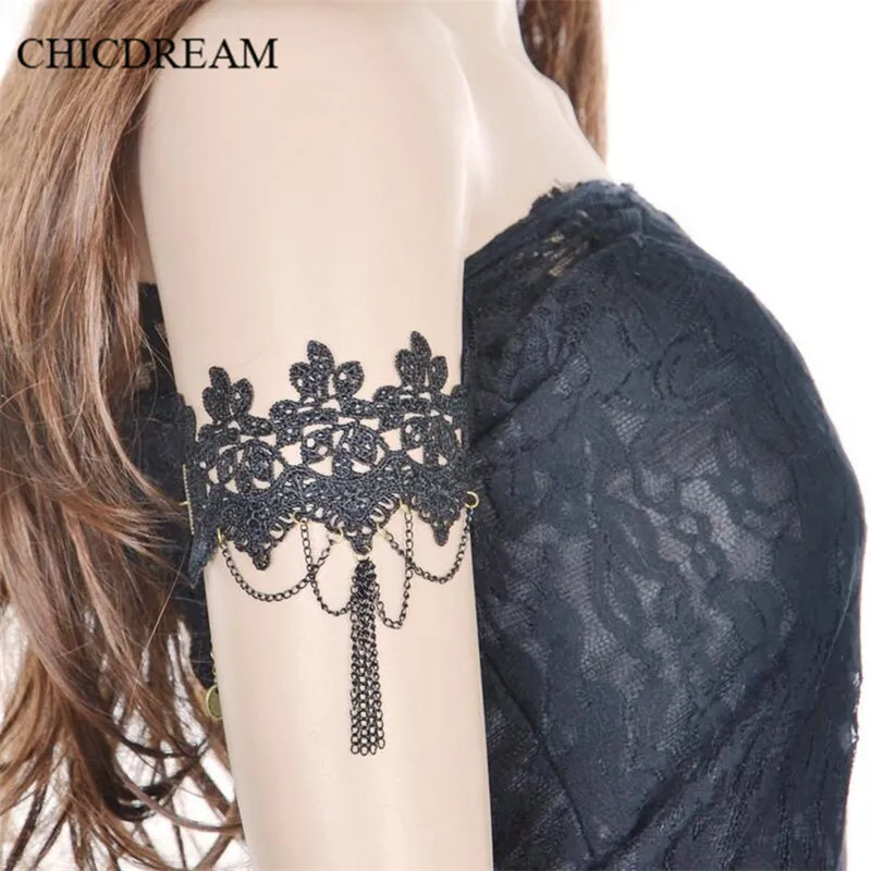 Gothic Fashion Tassel Chains Upper Arm Bracelets Womens Halloween Party