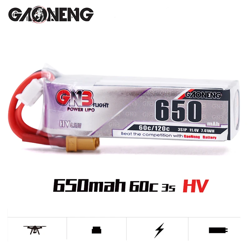 5 шт. литий полимерный аккумулятор Gaoneng GNB HV 650 мАч 60C 1s 2s 3s с штекером PH2.0 XT30 для Emax