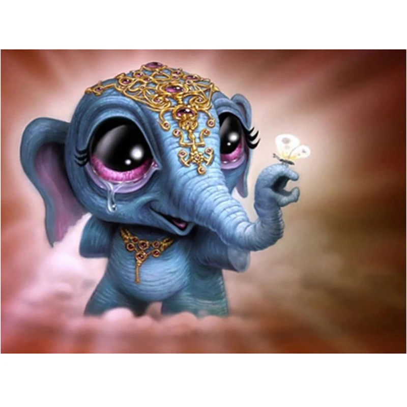 

5D DIY Diamond Painting Needlework Elephant Full Round Drill Mosaic Painting Diamond Embroidery Animal Pattern Home Decoration
