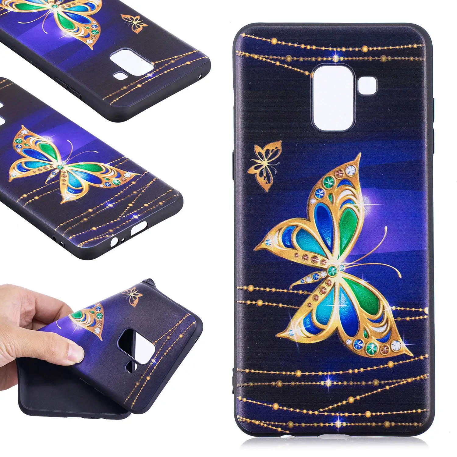 جديد الظلام الإغاثة TPU الهاتف غطاء ل Fundas سامسونج غالاكسي A8 2018 زائد غطاء حالة ل كوكه سامسونج A8 2018 زائد سوفي الهاتف
