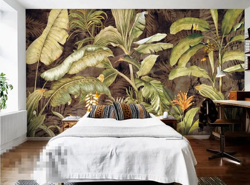 Beibehang европейские и американские тропические растения банановые листья гостиная спальня ТВ обои для стен 3 d papel де parede