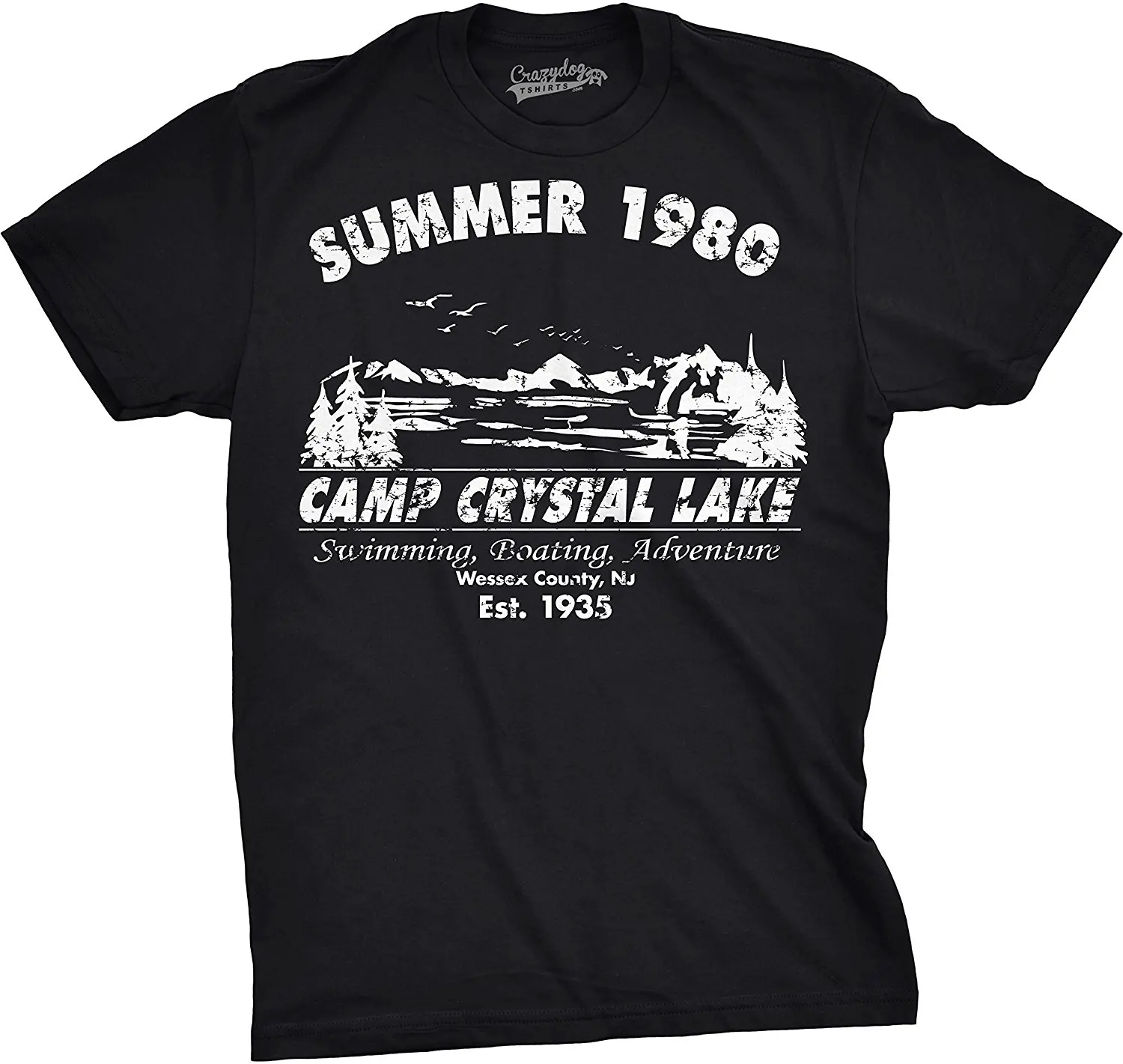 Mens Summer 1980 T Shirt Funny Vintage Camp Horror Novelty Tee for Guys Print T Shirt Men Summer