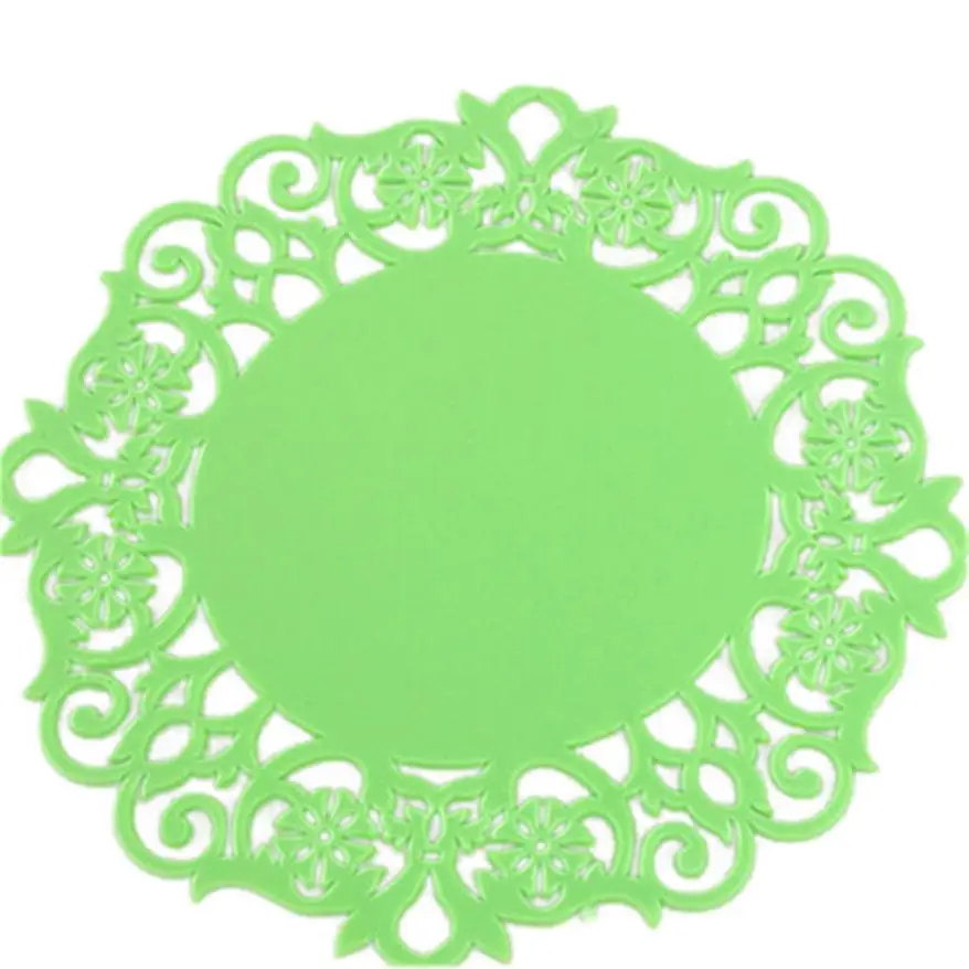 Кружевное платье с цветочным рисунком салфетки силиконовый подстаканник Подставка под кружку коврик теплоизоляционная подставка Лау JA16 - Цвет: Зеленый