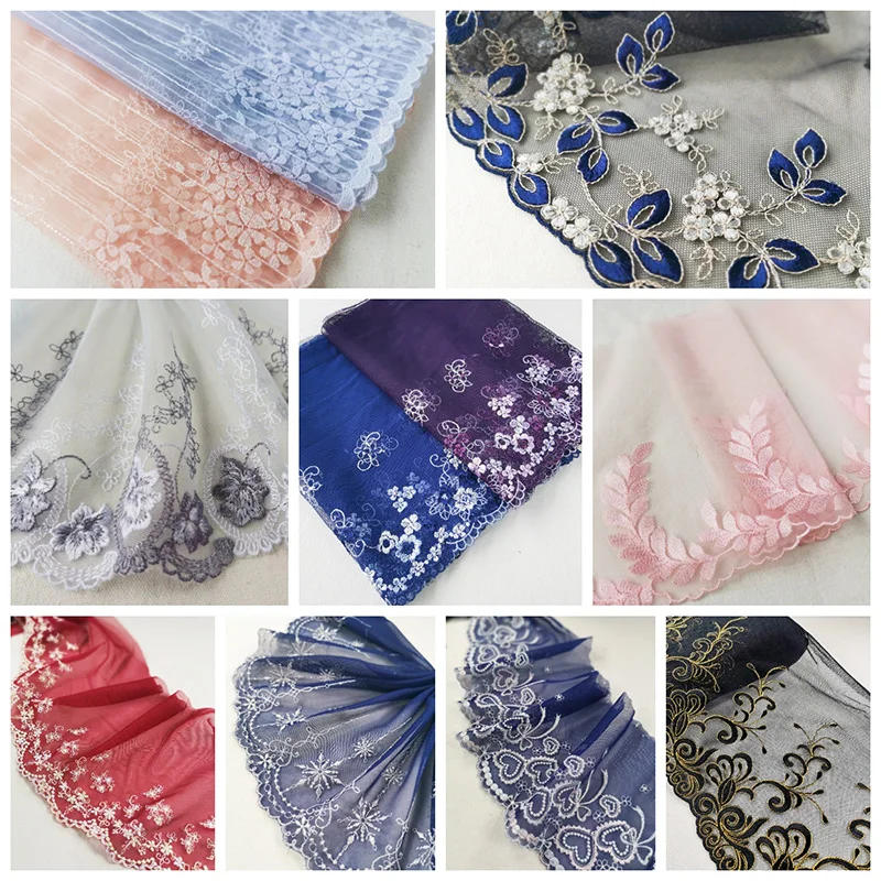

3meters 14-23cm Mesh lace trims Embroidery Lace Ribbon Wedding accessories lace fabrics Patchwork Sewing craft Doll lace LAV165