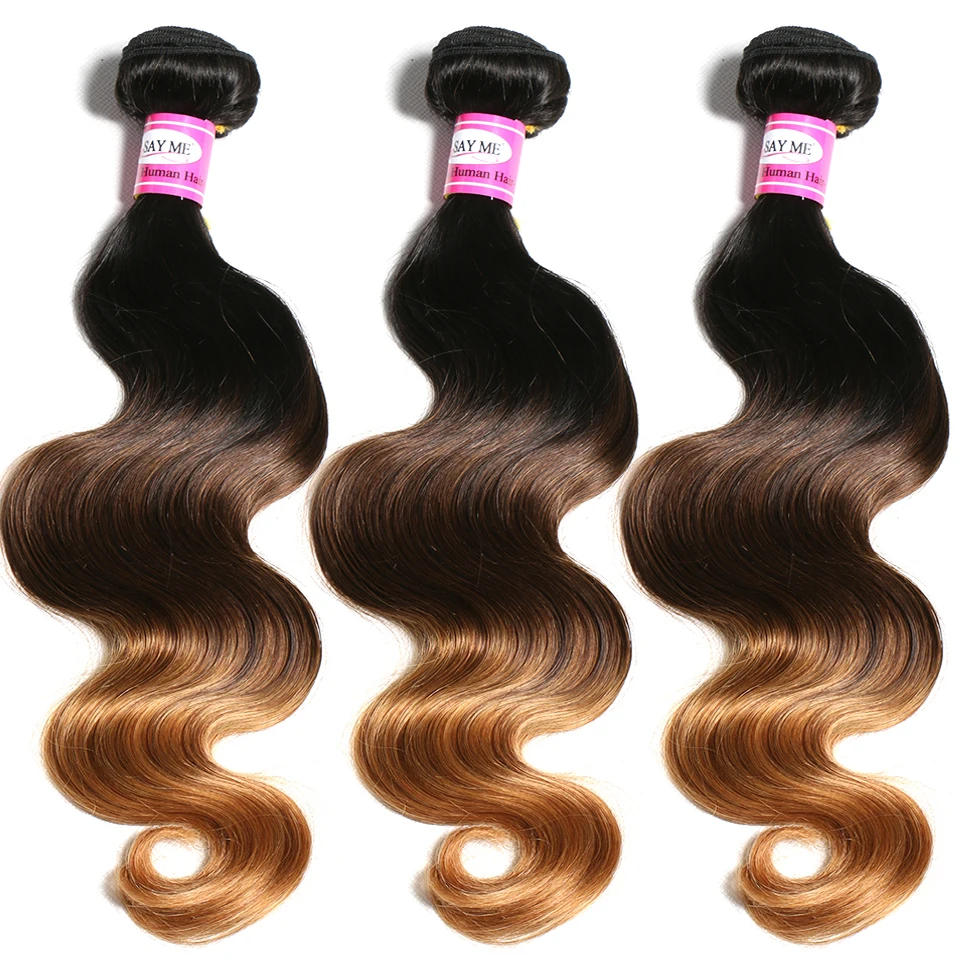 SAY ME Ombre Brazilian Hair Body Wave 1b/4/30 Human Hair Weave Bundles Can Buy 3 or 4 Bundles 3 Tone Non Remy Hair Extensions body-wave