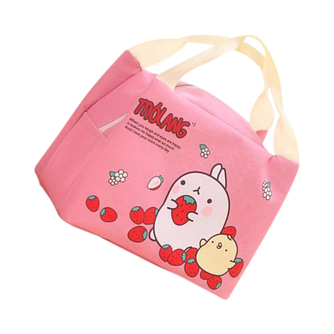 FGGS Cute Rabbit Canvas Lunch Thermal Bag Portable Insulated Food