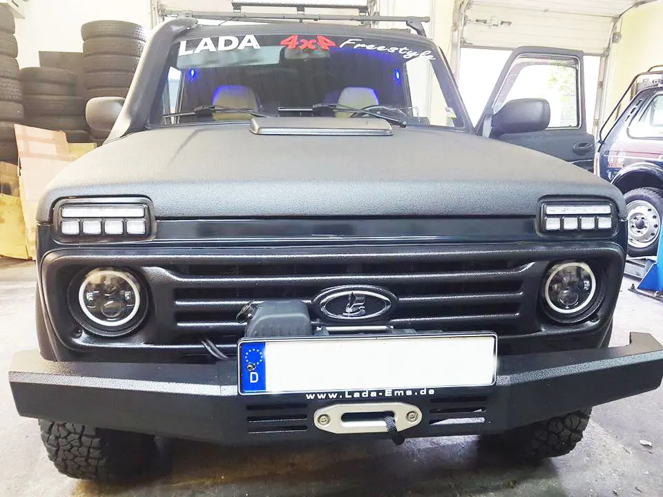 2xFor Lada 4x4 urban Нива УАЗ suzuki samurai 7 дюймовый светодиодный фар с Halo кольцевая фара Замена для мотоцикла