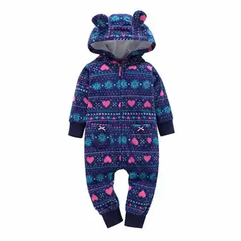 

Newborn Infant Baby Clothes Autumn Winter Fleece Jumpsuit Boys Girls Romper Hooded Jumpsuit Bear Baby Bebe Menino