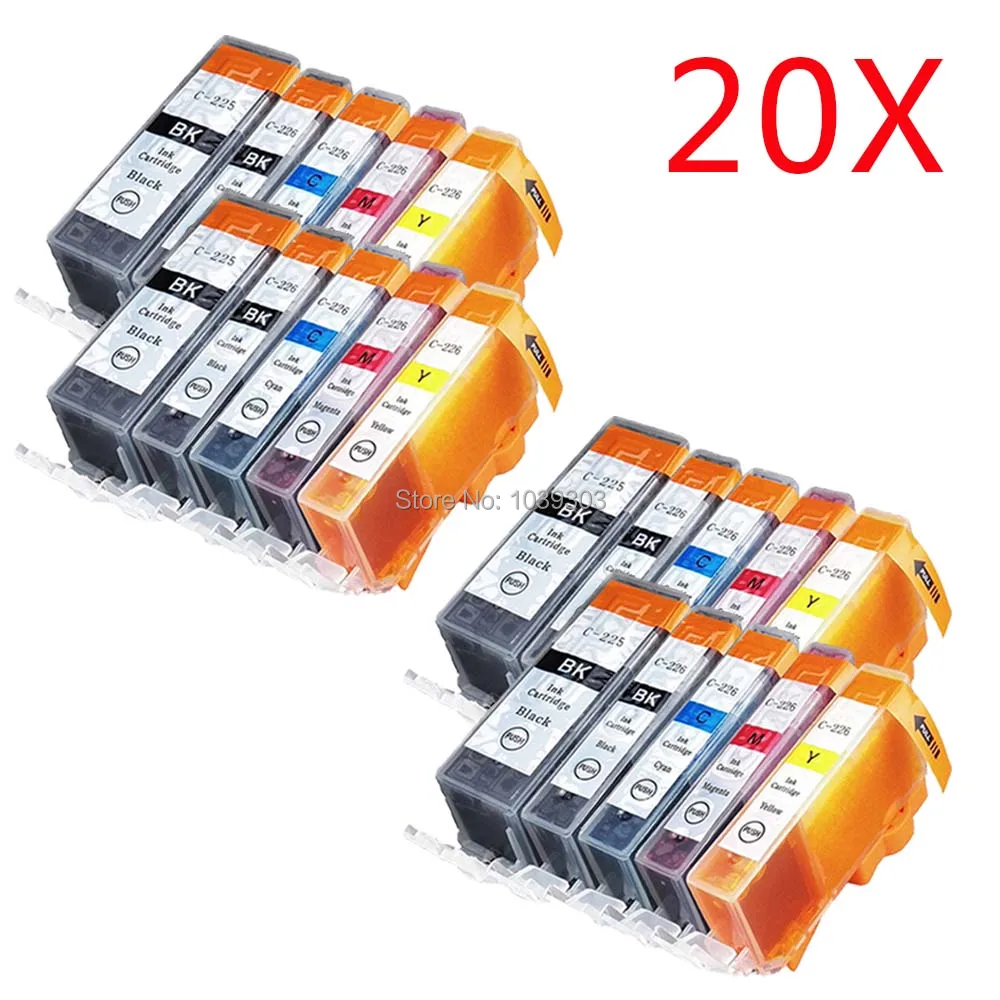 

20 PGI-225 чернила, черный цвет, набор чипов, совместимых с Canon pixma MG5120 MG5320 MG5220