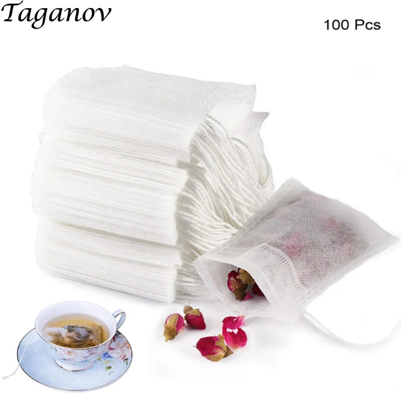 100 pcs Tea Filter Bags 2.17 x 2.78 inch Disposable Tea Infuser Safe