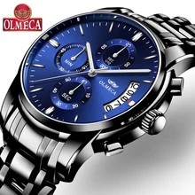 Relojes Hombre, новинка, OLMECA, модные мужские часы, роскошный бренд, деловые кварцевые часы, мужские спортивные водонепроницаемые черные мужские часы